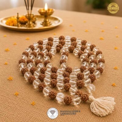 rudrakh sphatic mala, certified mala